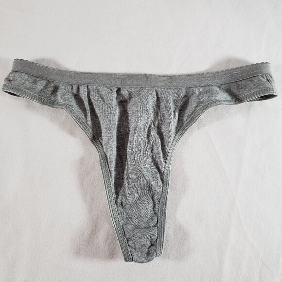 Victoria's Secret Signature Cotton Low Rise Thong Medium Gray *Pinholes* - Picture 1 of 4
